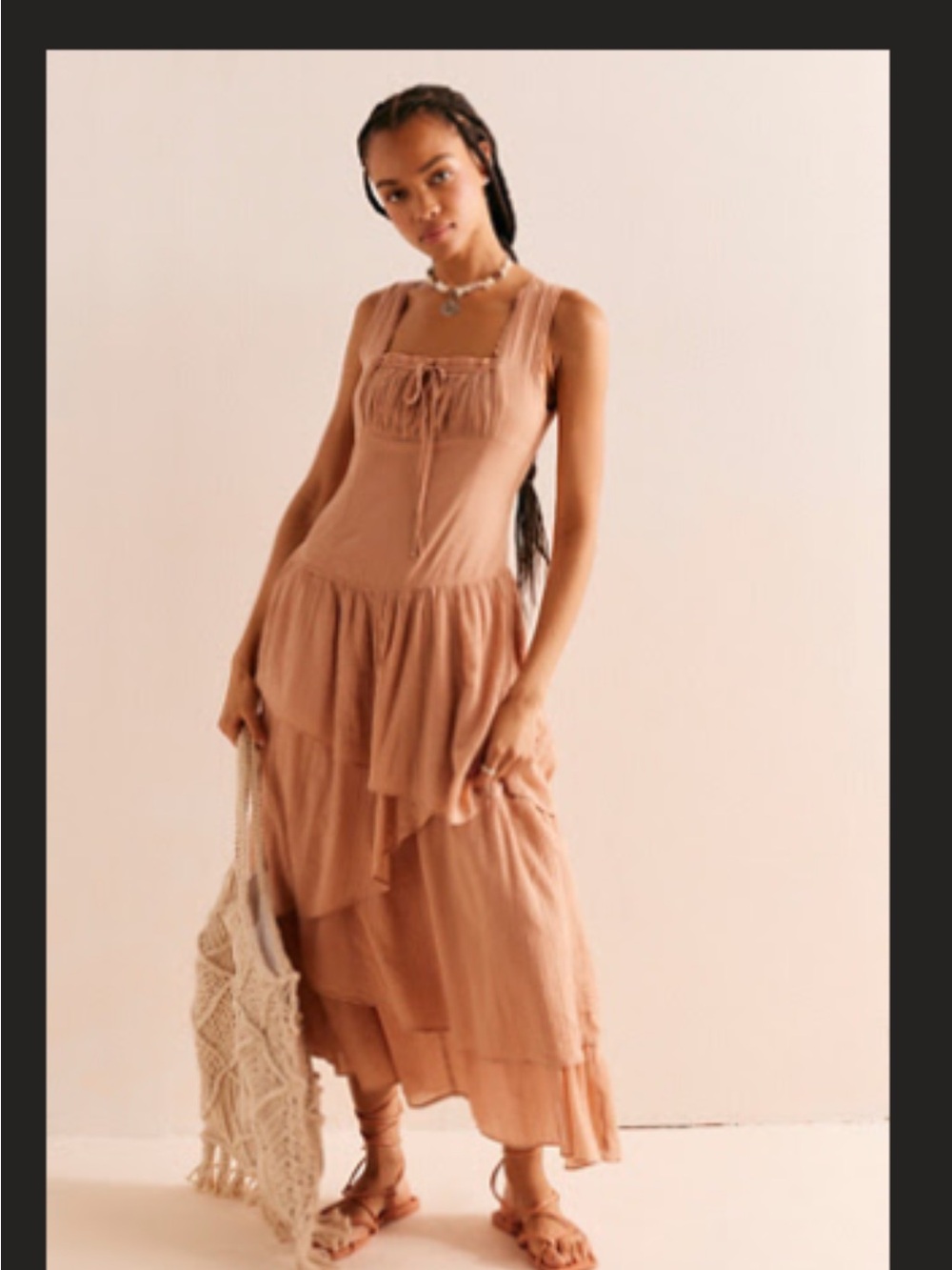 Free People Tiered Maxi Dress in Dusty Rose